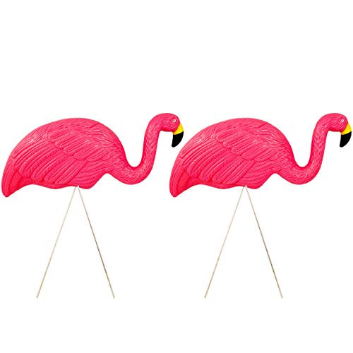 Flamingo Lawn Ornaments ~ 2 Pack Flamingo Garden Yard Stakes  18 Tall