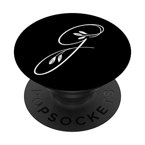 Letter G Monogram Gift Floral Design Flower Font Initial G PopSockets PopGrip Swappable Grip for Phones and Tablets