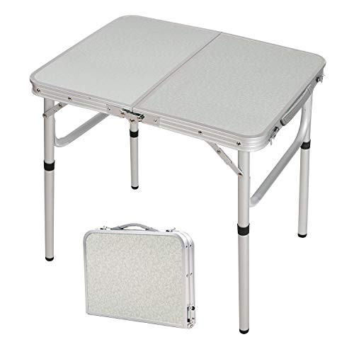 Varbucamp 24x16 Folding Camping Table Aluminum Ultralight Height Adjustable Camp Table Small Folding Table for Outdoor Camp Picnic 2 Heights