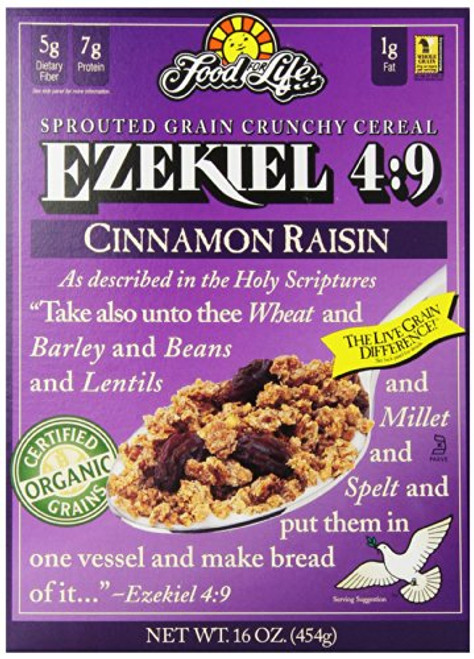 Food For Life Ezekiel 49 Organic Sprouted Grain Cereal  Cinnamon Raisin  16-Ounce Boxes -Pack of 6-