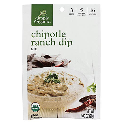 Simply Organic Chipotle Ranch Dip  Certified Organic - 1 oz - Pack of 3