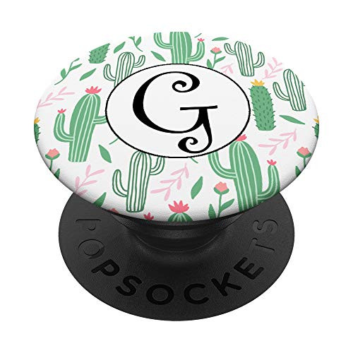 Cactus Popsocket G Initial- Pop Socket Letter G - Monogram PopSockets PopGrip Swappable Grip for Phones and Tablets