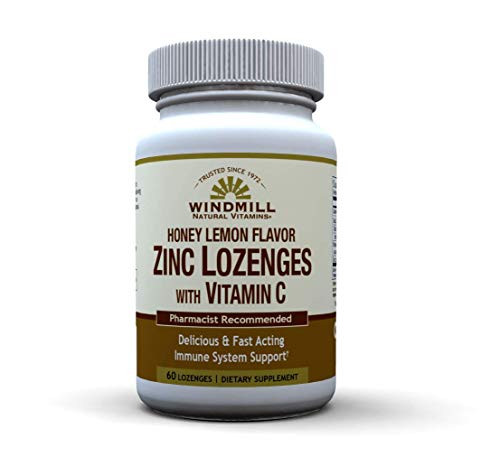 Windmill Health Products Natural Vitamins Zinc Lozenges with Vitamin C Honey Lemon Flavor Immune System Support Provides Antioxidant Support Delici Windmill Health Products Natural Vitamins Zinc Lozenges with Vitamin C Honey Lemon Flavor Immune System Support Provides Antioxidant Support Delici