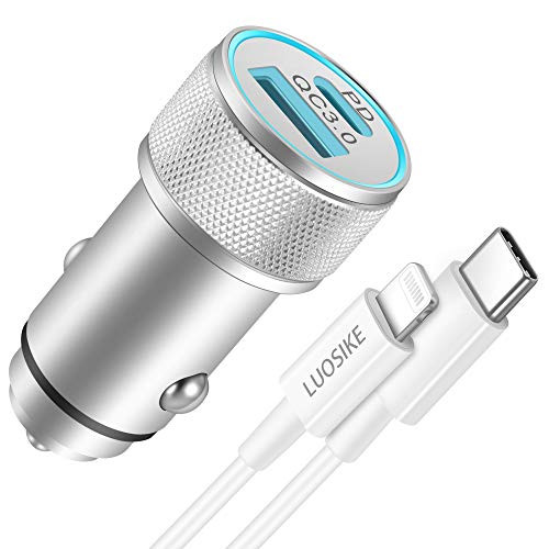 LUOSIKE 20W USB C Fast Car Charger for iPhone 12 - Pro Max-Mini 11 -XS-XR-X -8 -Dual Port Power Delivery PD Car Adapter with MFi Certified USB C to L LUOSIKE 20W USB C Fast Car Charger for iPhone 12 - Pro Max-Mini 11 -XS-XR-X -8 -Dual Port Power Delivery PD Car Adapter with MFi Certified USB C to L