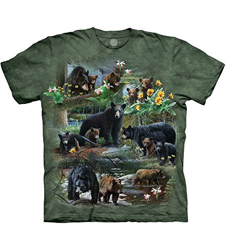 The Mountain Bear Collage Adult T-Shirt  Green  4XL