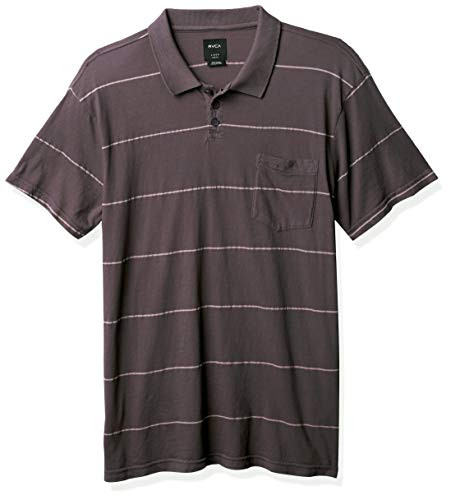 RVCA Men Ptc Stripe Polo Short Sleeve Shirt Black Medium