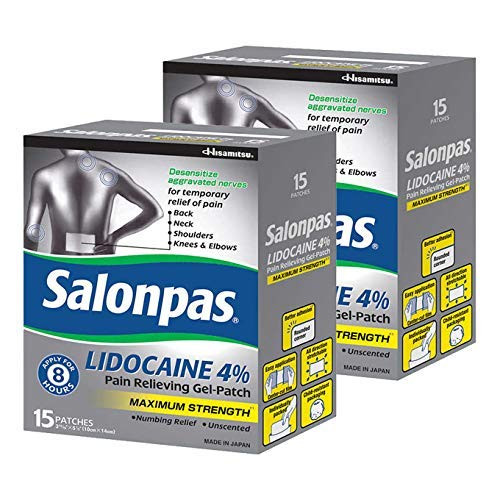 Salonpas LIDOCAINE -2 Packs of 15 Patches- Pain Relieving Maximum Strength Gel Patch -2-