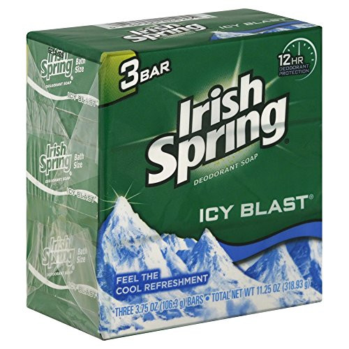 Irish Spring Deodorant Bar Soap  Icy Blast  3-75 oz bars  3 ea -Pack of 5-