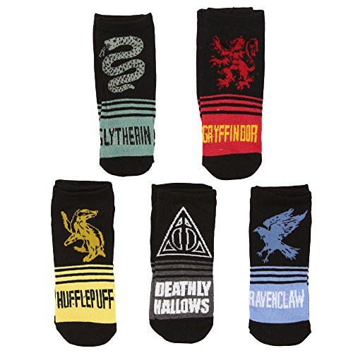 Harry Potter Hogwarts Houses and Deathly Hallow Adult 5-pack No show Socks