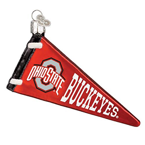 Old World Christmas Ohio State Buckeyes Glass Blown Ornaments for Christmas Tree Pennant