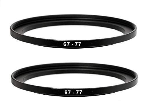 -2 Packs- 67-77MM Step-Up Ring Adapter  67mm to 77mm Step Up Filter Ring  67mm Male 77mm Female Stepping Up Ring for DSLR Camera Lens and ND UV CPL In