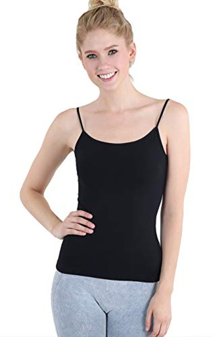 NIKIBIKI Women Seamless Classic Short Camisole Crop Top  Made in U-S-A  One Size -Black-