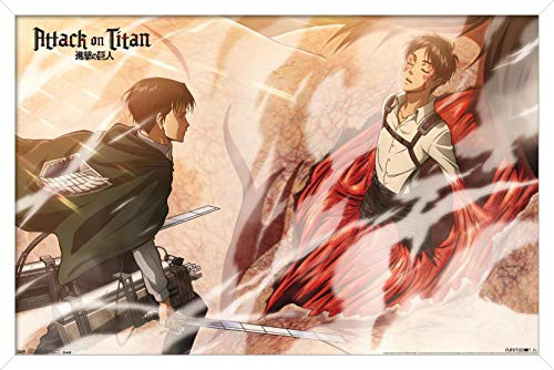 Trends International Attack on Titan - Wind Wall Poster  14-725 x 22-375  White Framed Version