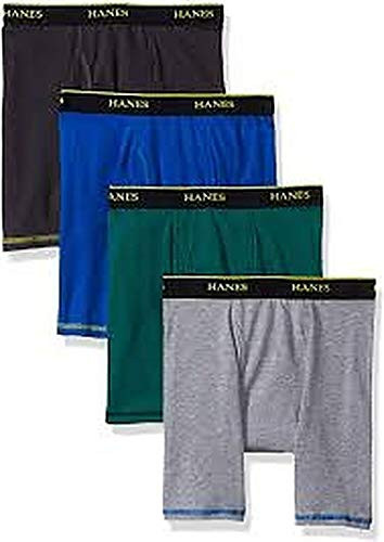 Hanes Mens FreshIQ Cool Comfort Breathable Mesh Long Leg Boxer Brief 5-Pack -LBMCBZ-  Assorted  Large