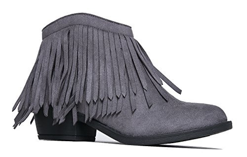 J- Adams Bree Ankle Boot - Western Fringe Cowboy Low Heel Bootie