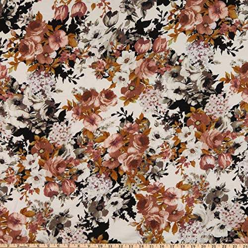 Fabric Merchants Rayon Challis Vintage Roses Ivory-Taupe Fabric Fabric Merchants Rayon Challis Vintage Roses Ivory-Taupe Fabric