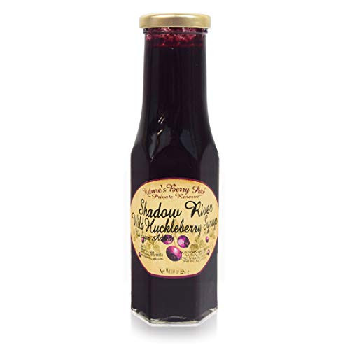 Shadow River Wild Huckleberry Gourmet Syrup With No Added Refined Sugar  10 oz Jar