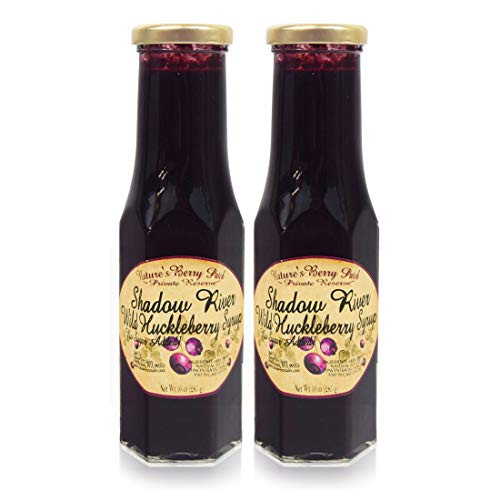 Shadow River Wild Huckleberry Gourmet Syrup With No Added Refined Sugar  10 oz Jar - Pack of 2