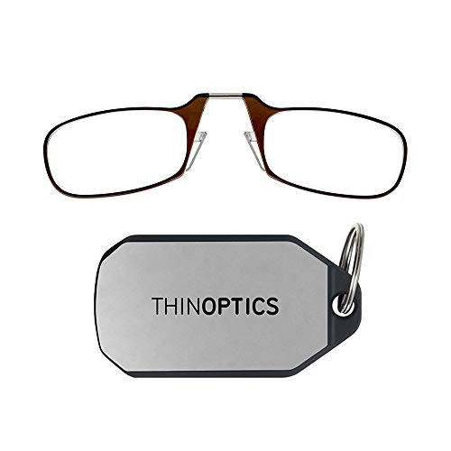 ThinOptics Keychain Case - Rectangular Reading Glasses  Brown  44 mm - 2-5