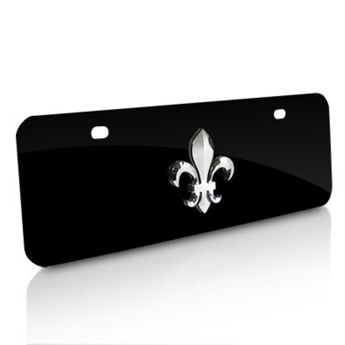 Fleur-De-Lis 3D Emblem Half-size Black Auto License Plate Fleur-De-Lis 3D Emblem Half-size Black Auto License Plate