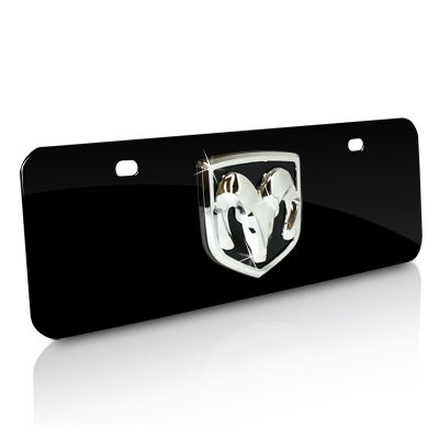 Dodge RAM 3D Logo Half-size Black Metal Auto License Plate