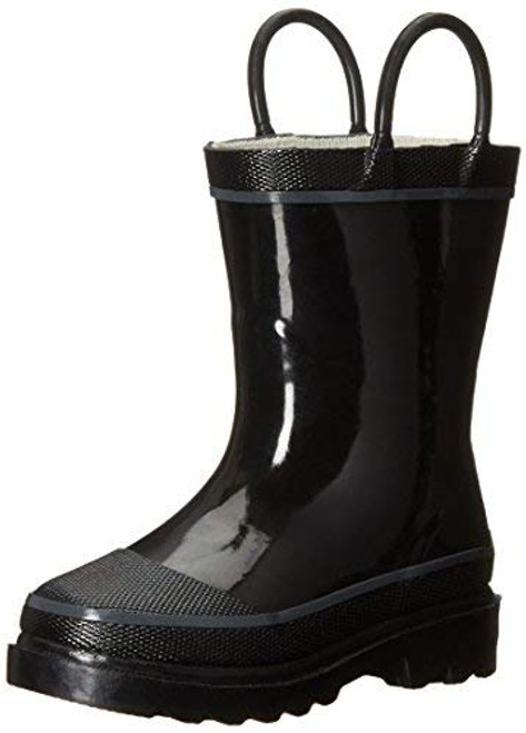 Western Chief Kids Waterproof Rubber Classic Rain Boot with Pull Handles  Black  5 M US Toddler