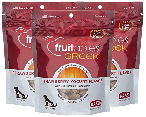 Fruitables 7 Ounce Greek Strawberry Yogurt Crunchy Dog Treats Pack of 3