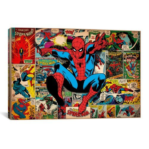 iCanvasART Marvel Comic Book Spider-Man on Spider-Man Covers and Panels Canvas Art Print, 18 by 12-Inch