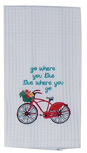 Kay Dee Designs Enjoy The Ride Embroidered Bicycle Waffle Towel  Red