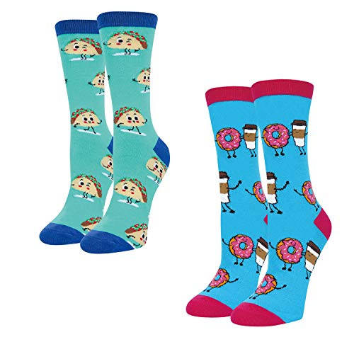 Womens 2 Pack Taco Donuts Coffee Casual Socks Crazy Food Crew Socks Funny Gift Womens 2 Pack Taco Donuts Coffee Casual Socks Crazy Food Crew Socks Funny Gift