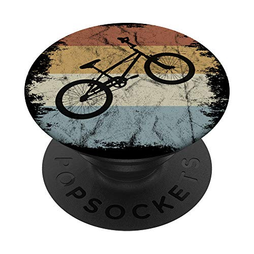 Rad 80s Retro Biking BMX Silhouette Vintage Dirt Bike PopSockets Grip and Stand for Phones and Tablets