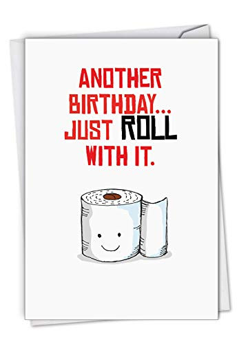 The Best Card Company - Toilet Pun Happy Birthday Card with Envelope - Funny Toilet Paper Joke  Illustrated Bathroom Humor - Birthday Puns Roll C6119C