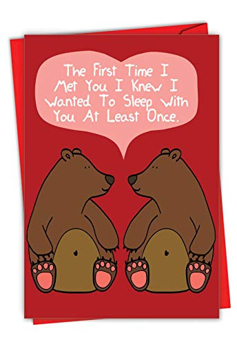 NobleWorks  Naughty Valentines Day Card for Adults - Funny Valentine with Envelope -1 Card- - At Least Once C1661VDG