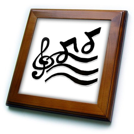 3dRose LLC G Clef and Musical Notes 8 by 8-Inch Framed Tile