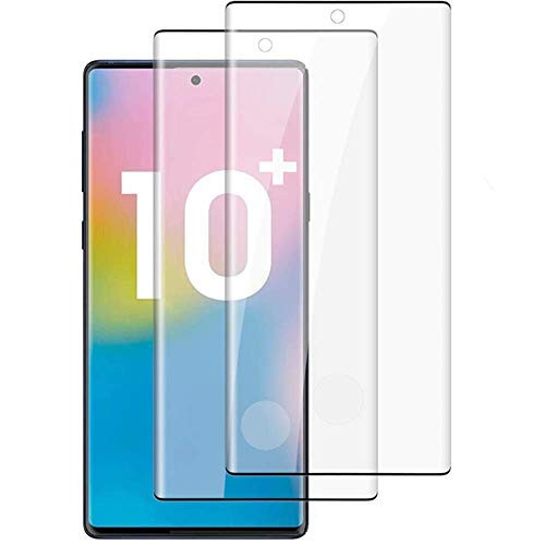 Galaxy Note 10 Plus Screen Protector Tempered Glass -2 Pack- 3D Full Covered Fingerprint Sensor Anti-Bubble Case Friendly Glass Protector for Samsung