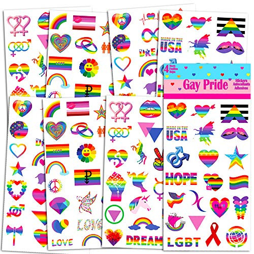 Gay Pride Stickers ~ Gay Lesbian LGBT- Rainbow Flag Variety Sticker Pack ~ Over 170 Pride Stickers