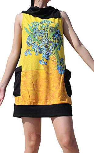 RaanPahMuang Vincent Van Gogh Vase of Irises Collar Fold Dress  X-Large