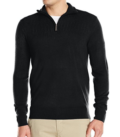 Geoffrey Beene Mens Quarter Zip Sweater  Black  XXL