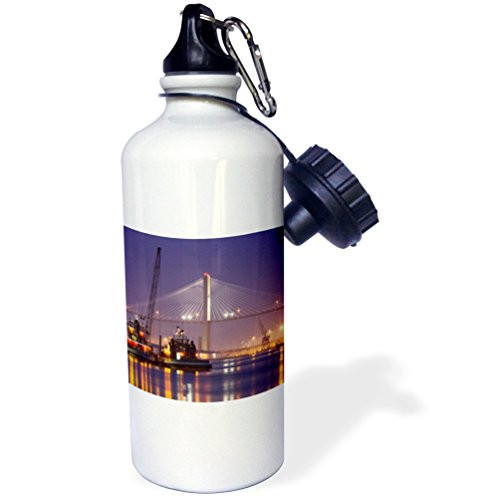 3dRose Georgia  Talmadge Bridge  tug boats  Savannah River US11 JWL0430 Joanne Wells Sports Water Bottle  21 oz  White