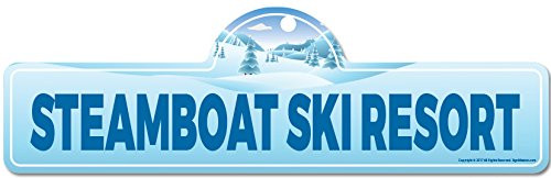 SignMission Steamboat Ski Resort Street Sign - Indoor-Outdoor - Skiing  Skier  Snowboarder  Décor for Ski Lodge  Cabin  Mountian House Personalized Gi