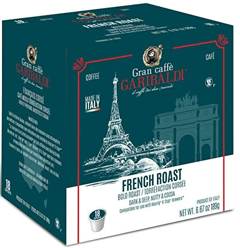 Gran Caffè Garibaldi Single Serve Cups for Keurig K-Cup Brewers -French Roast  18 Count-