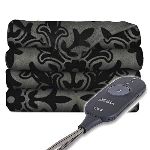 Sunbeam Heated Throw Blanket - Microplush  3 Heat Settings  Charlotte Gray