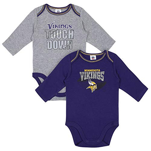 NFL Minnesota Vikings Boys 2 Pack Long Sleeve BODYSUIT  Team Color  0-3M