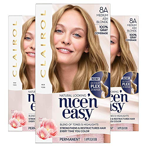 Clairol Nicen Easy Permanent Hair Color  8A Medium Ash Blonde  Pack of 3