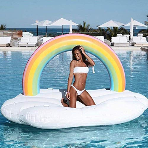 techcity Giant Inflatable Unicorn Pool Float Floatie Ride On Summer Beach Swimming Pool Raft Lounge  Swim Party Toys  Adults and Kids -Rainbow-
