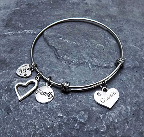 Cousin Charm Bracelet Family Gift Stainless Steel Expandable Bangle