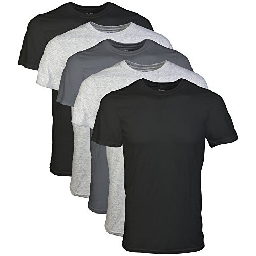Gildan mens Crew T-shirt Multipack Undershirt  Assorted Black-Grey -5 Pack-  X-Large US