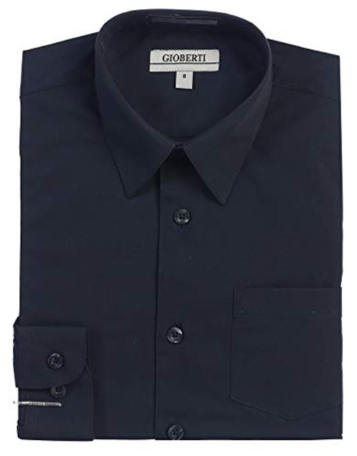 Gioberti Boys Long Sleeve Solid Dress Shirt  Navy  7