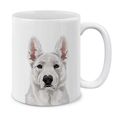 MUGBREW Cute White German Shepherd Dog Full Portrait Ceramic Coffee Mug Tea Cup 11 OZ MUGBREW Cute White German Shepherd Dog Full Portrait Ceramic Coffee Mug Tea Cup 11 OZ