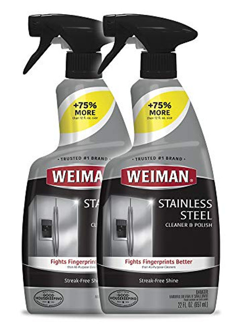 Weiman Stainless Steel Cleaner and Polish - 22 Ounce -2 Pack- - Protects Appliances from Fingerprints and Leaves a Streak-Free Shine for Refrigerator Weiman Stainless Steel Cleaner and Polish - 22 Ounce -2 Pack- - Protects Appliances from Fingerprints and Leaves a Streak-Free Shine for Refrigerator